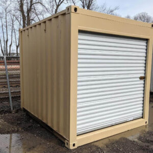 10-ft storage container with a roll-up door